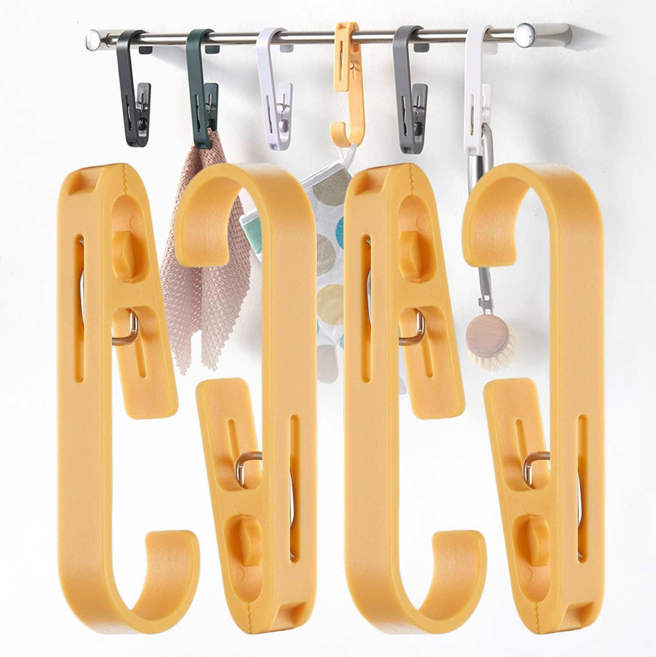 iBetterLife 4Pcs Laundry Hooks Clips Hanger - Laundry Clips with Hooks Heavy Duty Closet Organizer