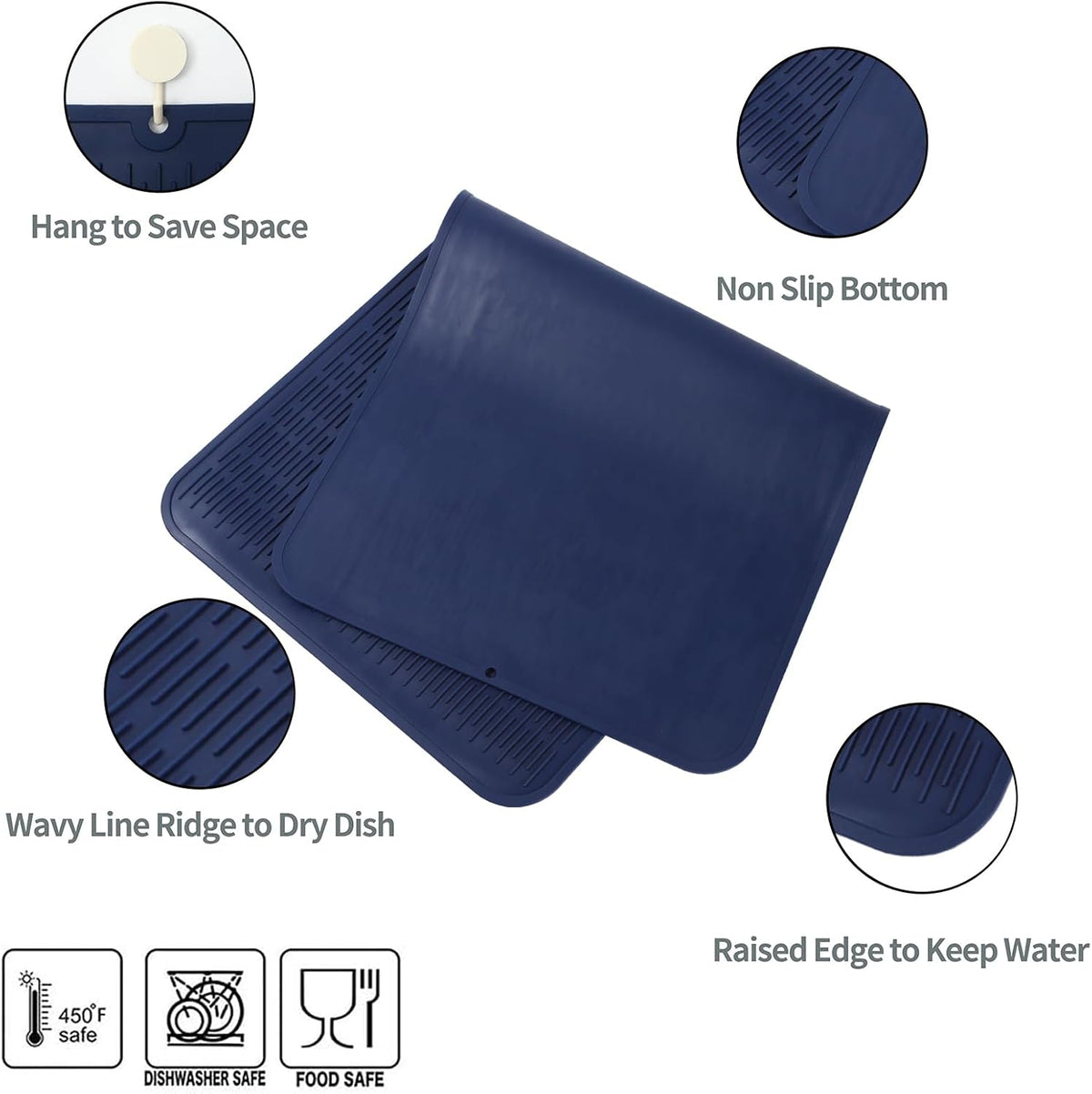 Silicone Dish Drying Mat for Multiple Usage,Easy clean,Eco-friendly,Heat-resistant Silicone Mat for