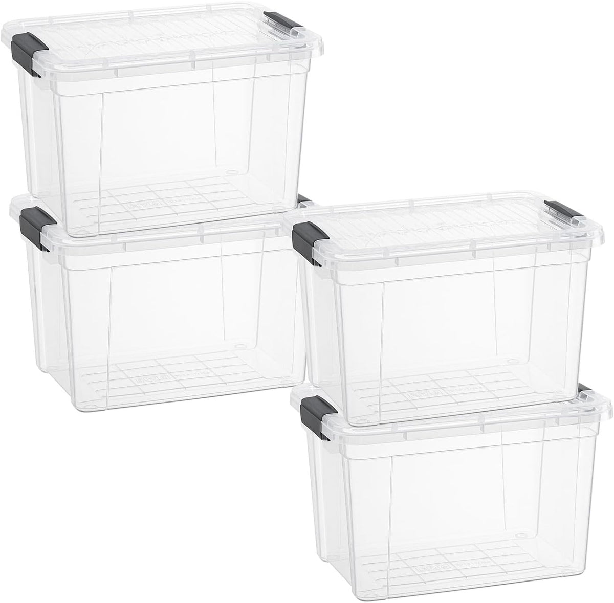 Superio Storage Bins with Lids- 4 Pack, 4.75 Qt Clear Boxes for Organizing, Stackable Plastic