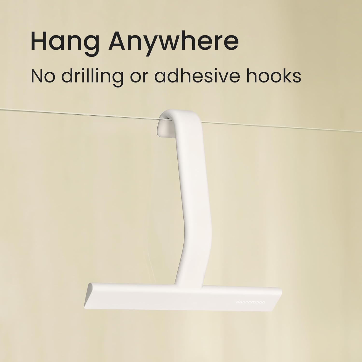 dancemoon JustHang Shower Squeegee for Glass Doors, All-One-Piece Silicone with Built-in Hook