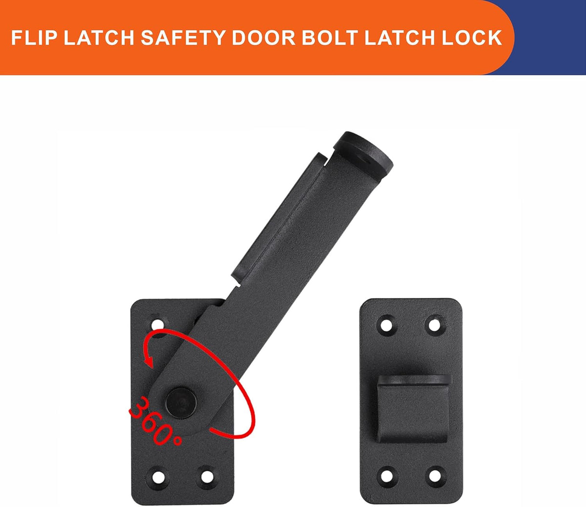 2PCS Flip Latch Lock,90 Degre Heavy Duty Gate Latch with Padlock Hole,Safety Door Bolt Latch