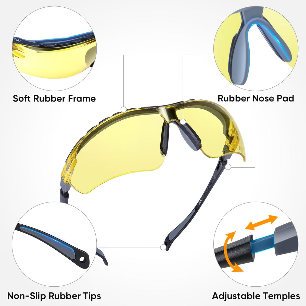 TICONN Anti-Fog Safety Glasses for Men and Women, ANSI Z87.1 Scratch Proof Eye Goggles with