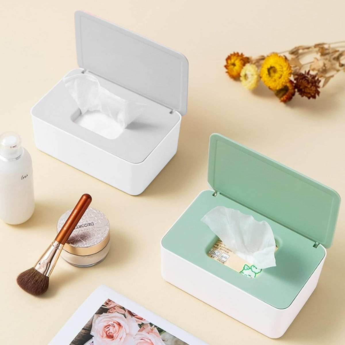 1 Pcs Diaper Wipes Dispenser, Refillable Wipe Container, Wipe Container with Sealing Design Lid