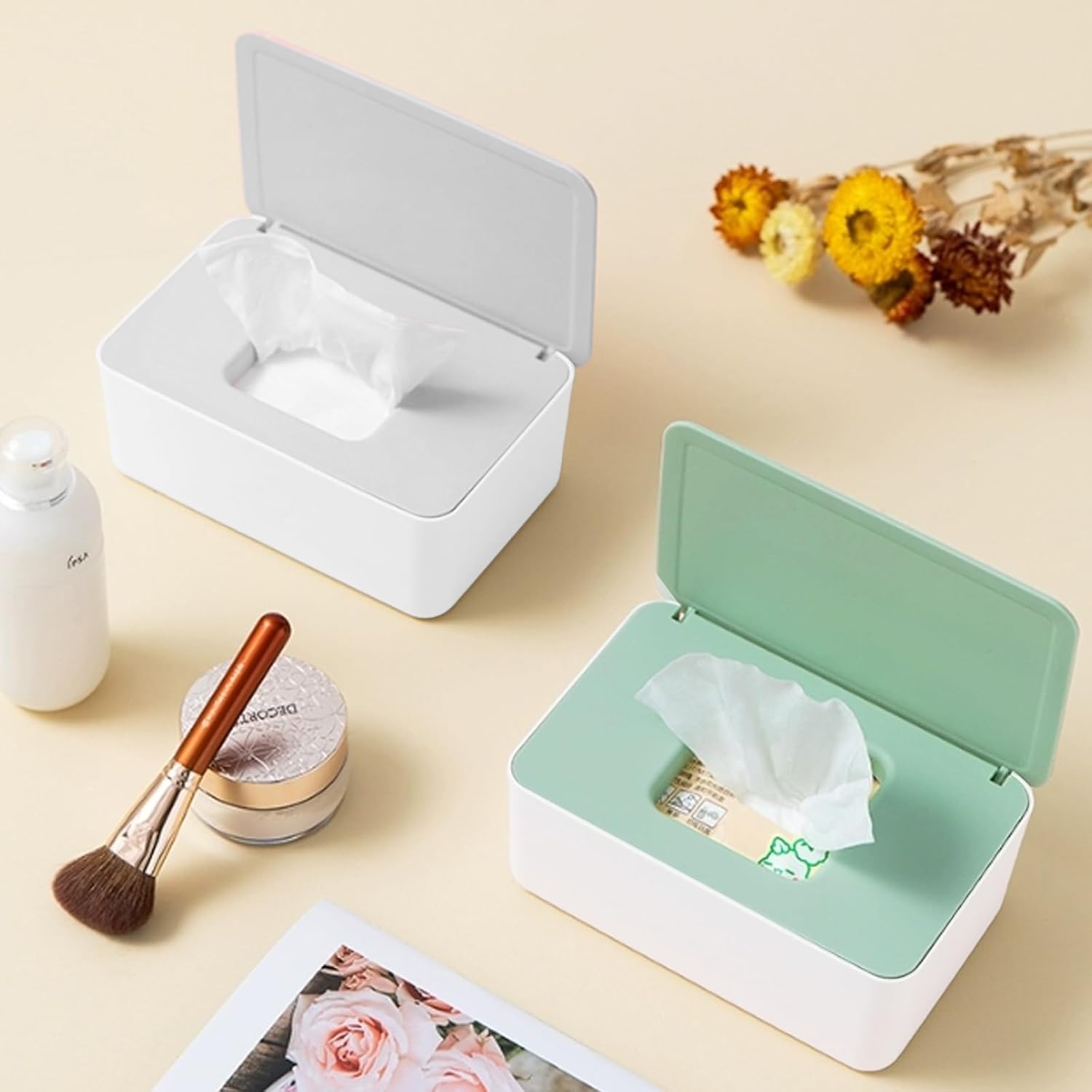 1 Pcs Diaper Wipes Dispenser, Refillable Wipe Container, Wipe Container with Sealing Design Lid