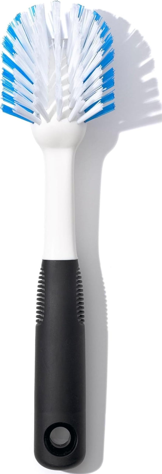 Non-Stick Safe, Built-in Scraper Lifts Stuck-On Food, Dish Cleaner, Flared Brush Head Reaches