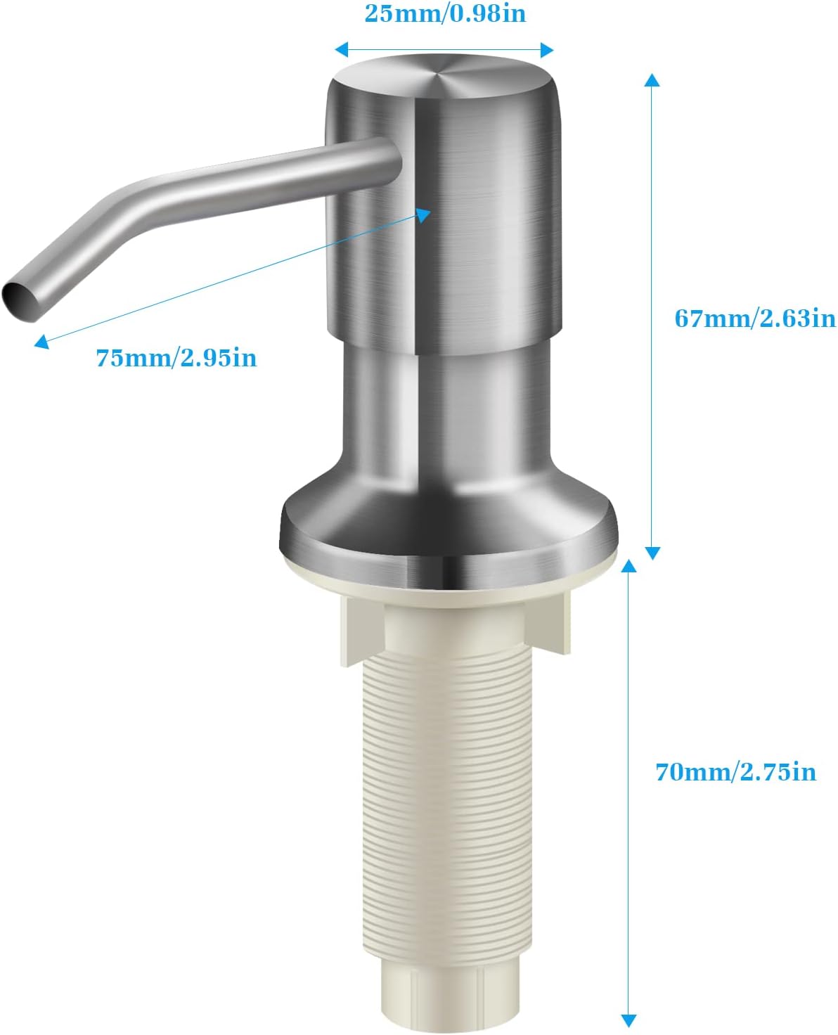 Soap Dispenser for Kitchen Sink and Extension Tube Kit, Stainless Steel SoapDispenser with 47