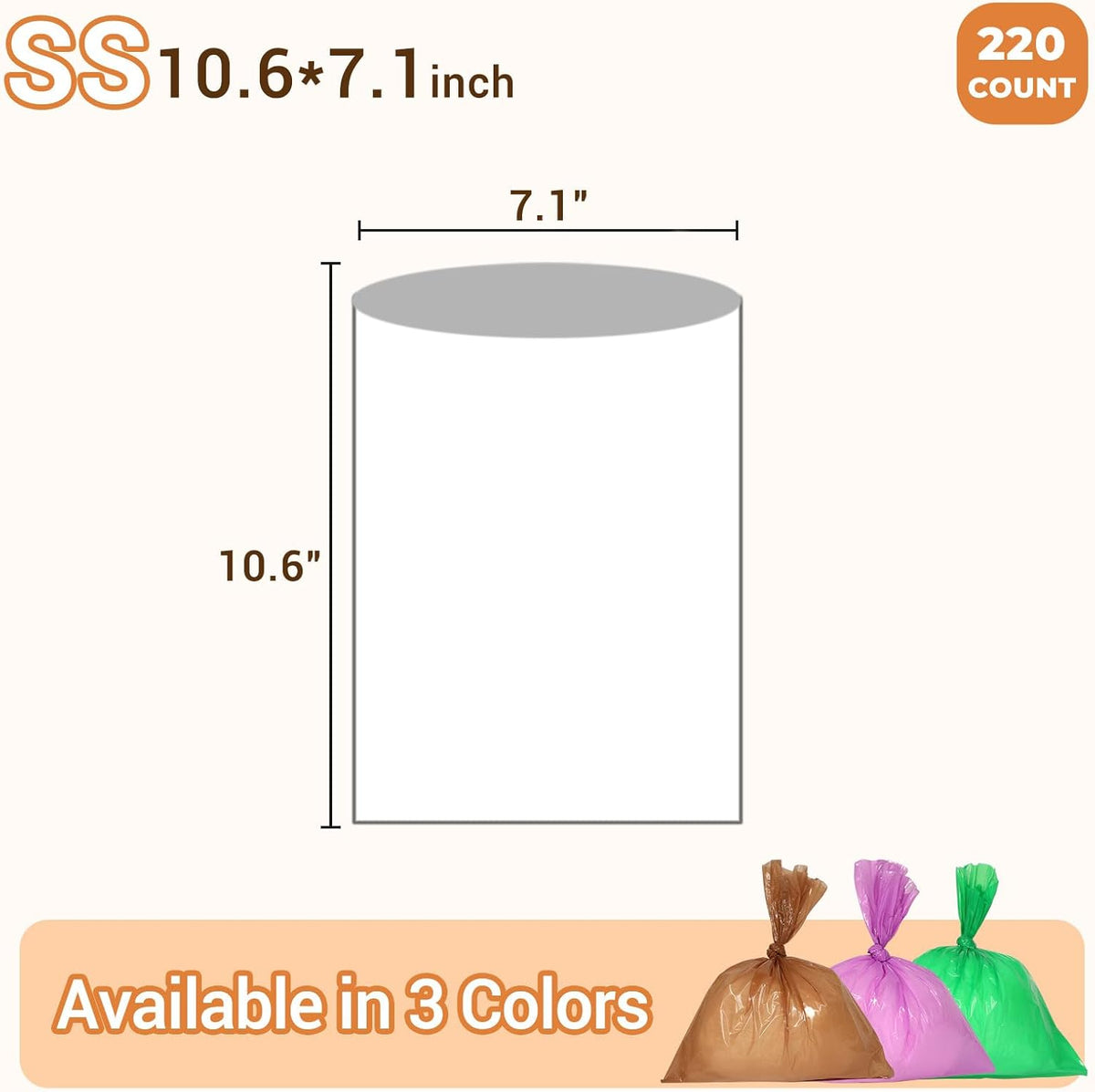 Odor Sealing Small Trash Bags Home & Food Use XS-220 Count Disposable Bags, Durable and Unscented