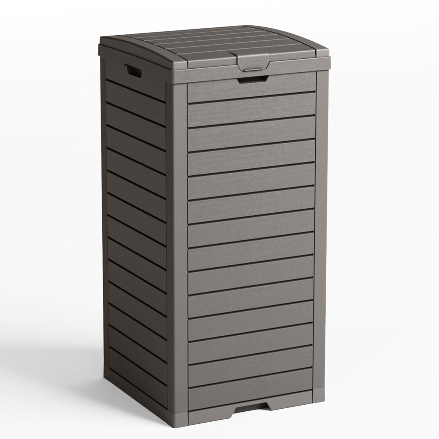 31 Gallon Outdoor Trash Can with Tiered Lid and Drip Tray,Waterproof Resin Waste Bin