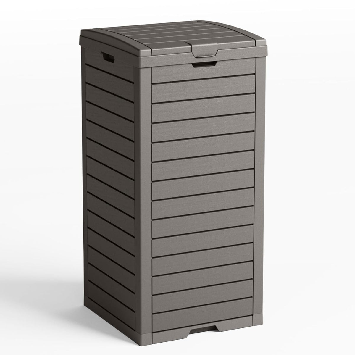 31 Gallon Outdoor Trash Can with Tiered Lid and Drip Tray,Waterproof Resin Waste Bin