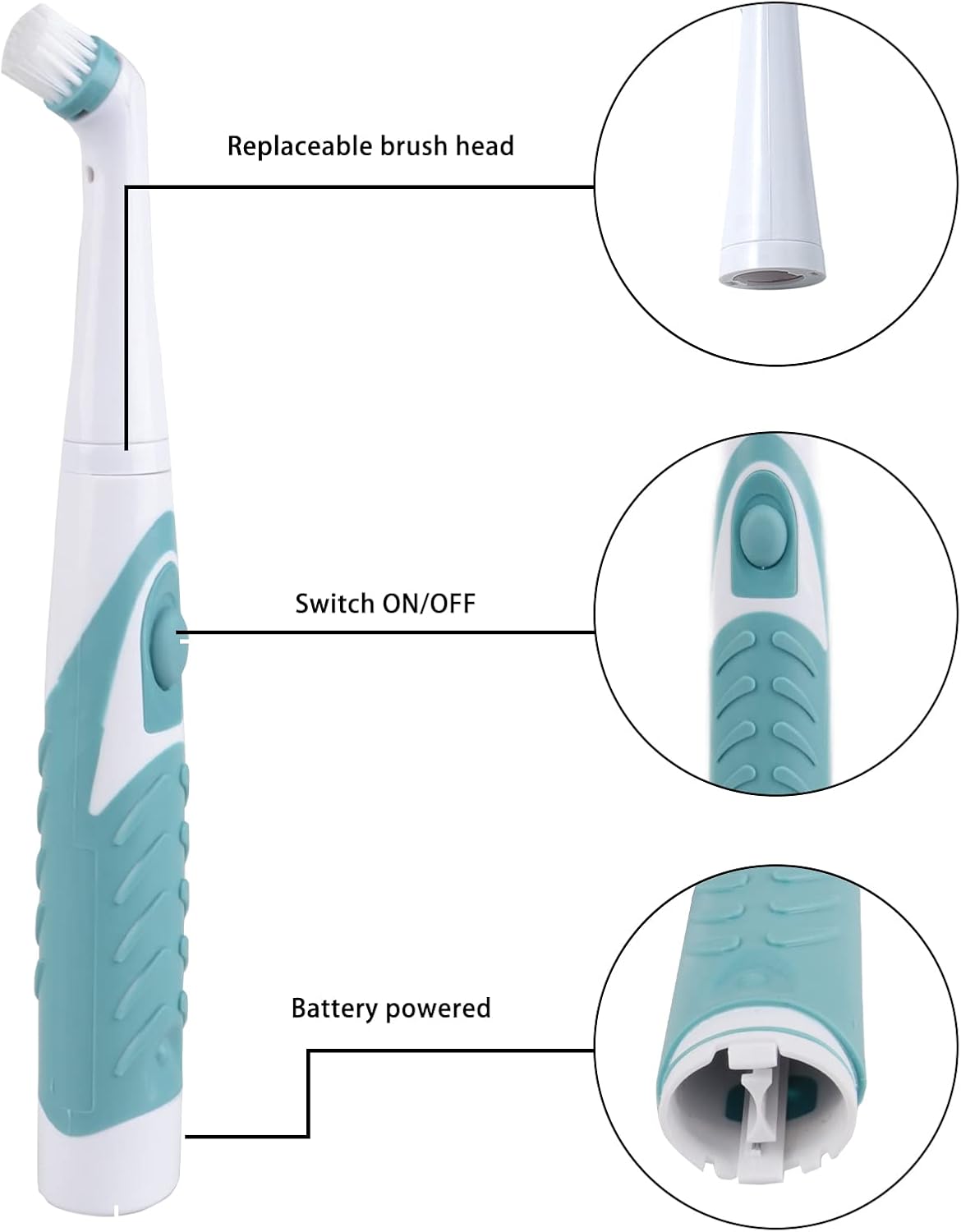 Electric Cleaning Brush with 4 in 1 Multiple Brush Heads, Indoor Household Cordless Motorized Brush