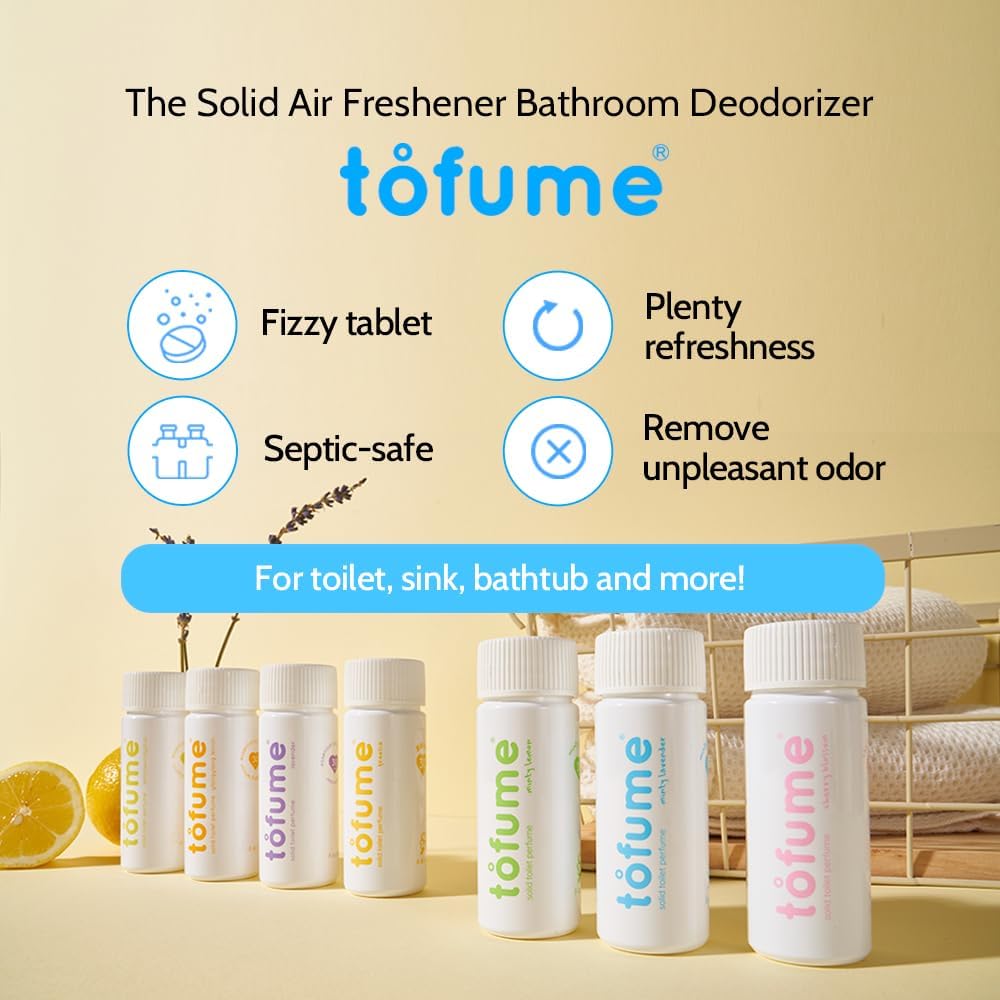 Effervescent Bathroom Air Freshener - Lemon Eucalyptus - Toilet Deodorizer, Bathroom Odor