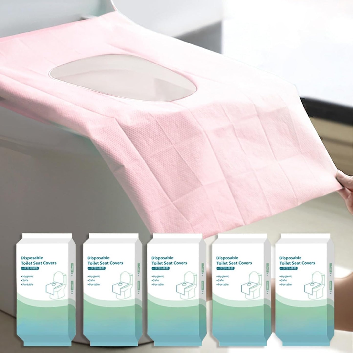 50 Pack Toilet Seat Covers Disposable 16x24 Inch XL Portable Toilet Liners Travel Seat Cover for