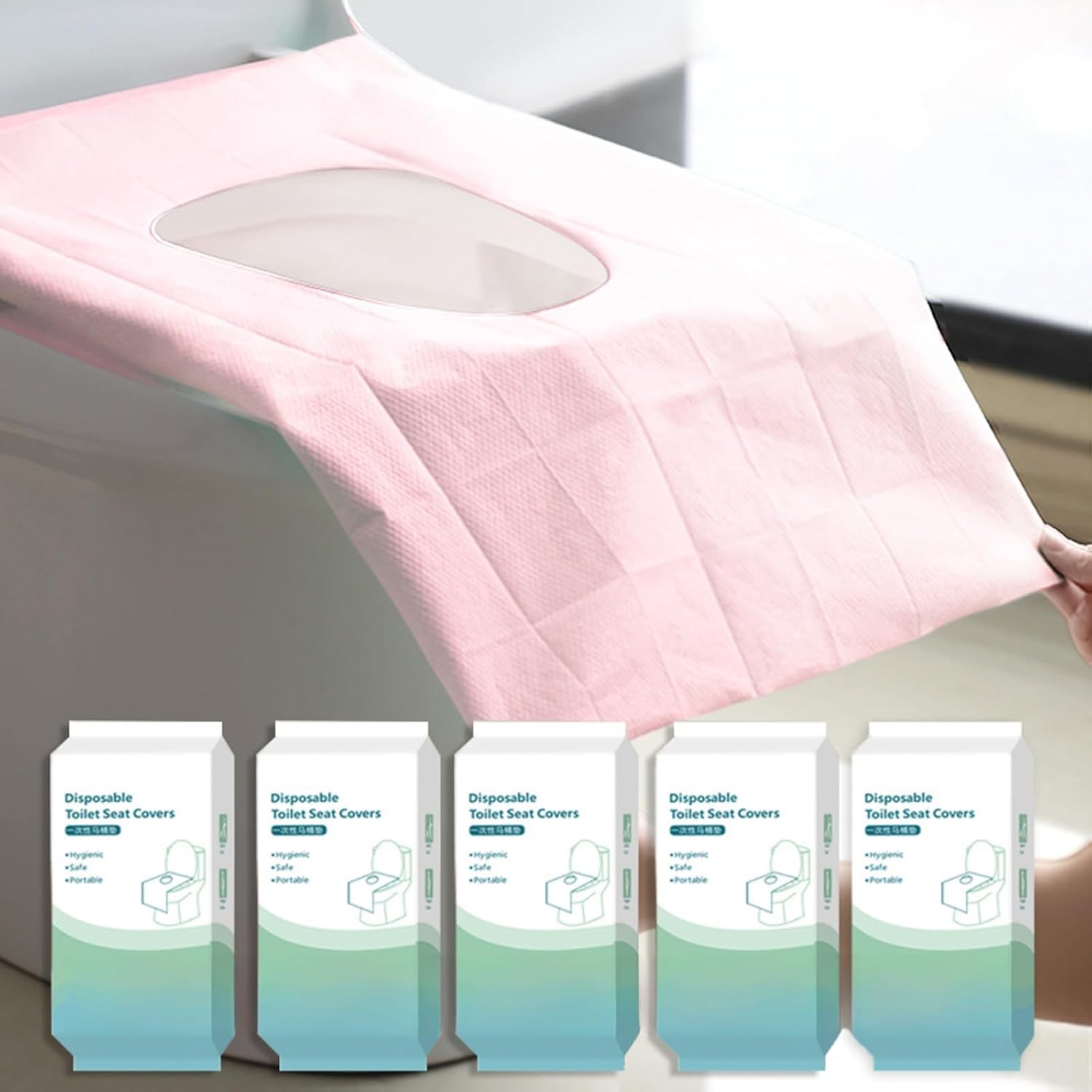 50 Pack Toilet Seat Covers Disposable 16x24 Inch XL Portable Toilet Liners Travel Seat Cover for