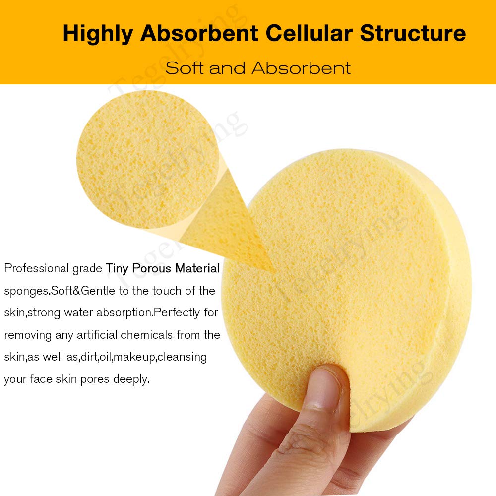 Facial Sponge Compressed,60 Pcs PVA Professional Makeup Removal Wash Round Face Sponges Spa Pads