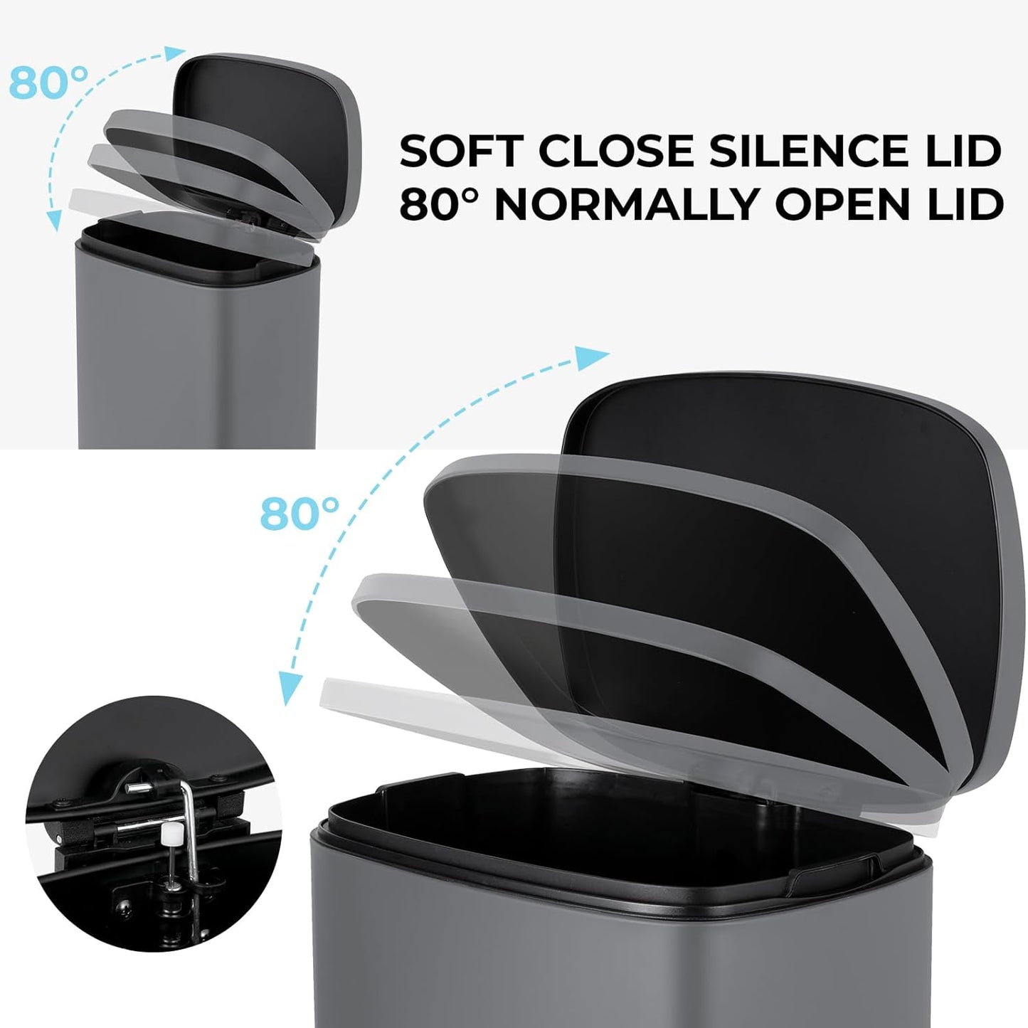 8 Gal Kitchen Trash Can, 30L Recycling or Garbage Bin, Brushed Stainless Steel Waste Basket