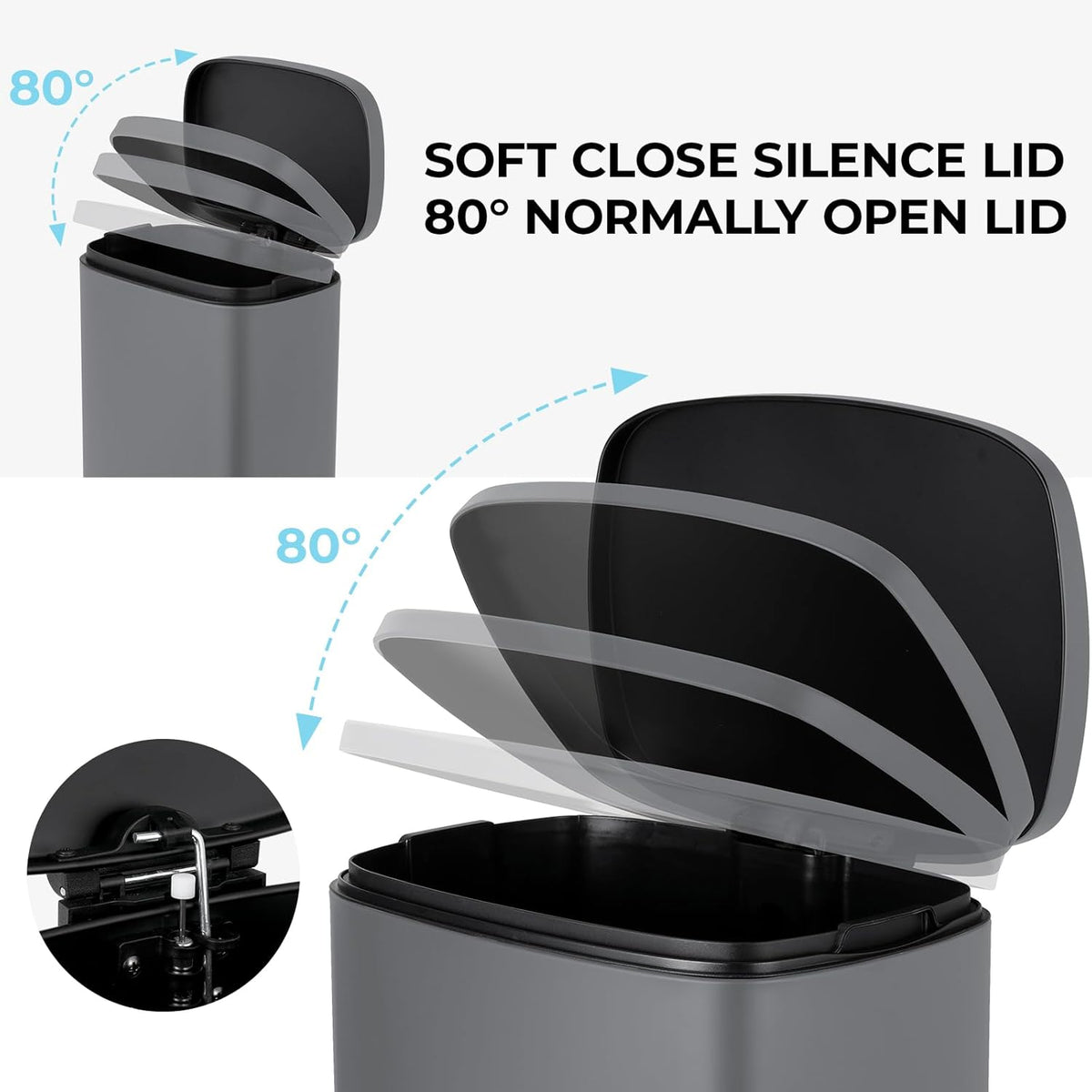 8 Gal Kitchen Trash Can, 30L Recycling or Garbage Bin, Brushed Stainless Steel Waste Basket
