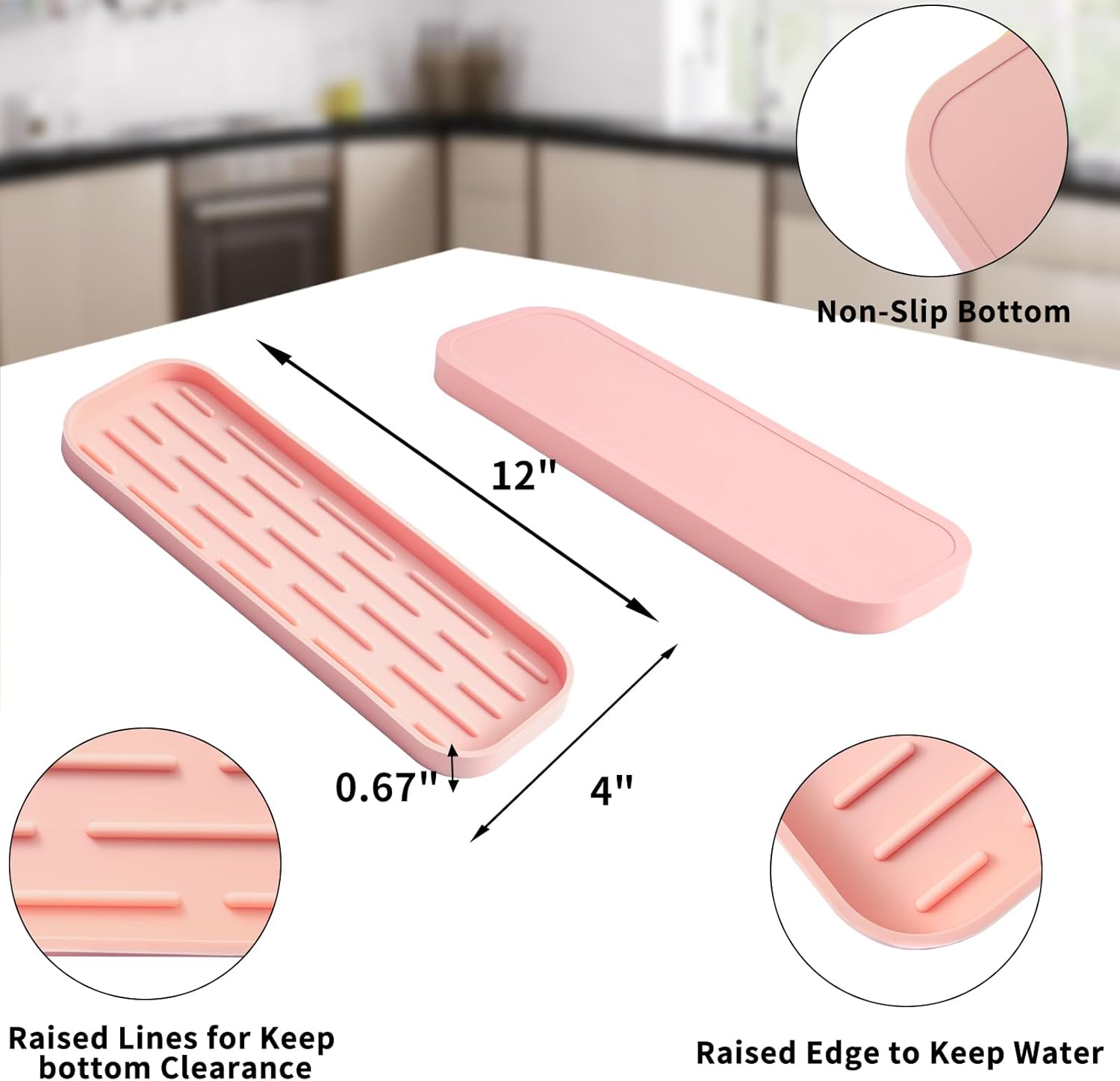 Silicone Kitchen Sink Organizer Tray for Multiple Usage,Easy Clean,Eco-Friendly Sponges Holder for