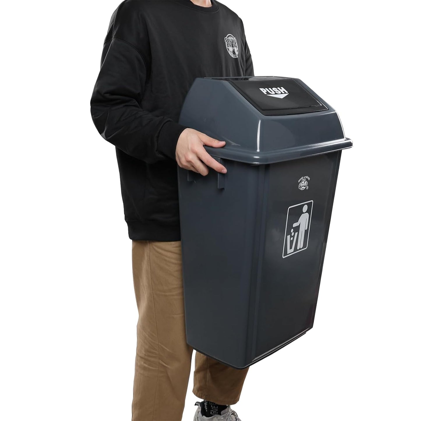 4 Packs 18 Gallon Large Commercial Trash Can, Kitchen Waste Bin with Lid, Plastic Tall Garbage Can