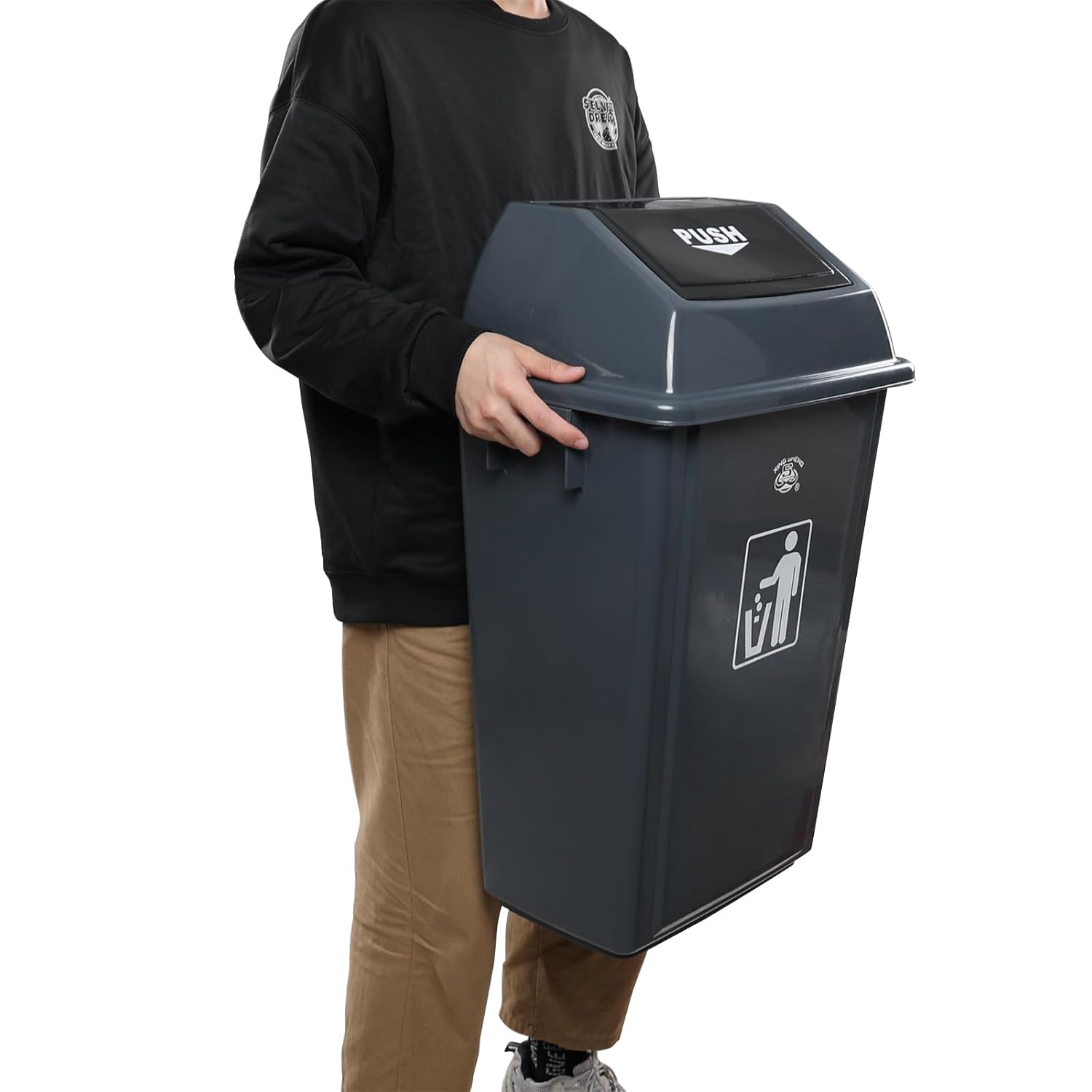 4 Packs 18 Gallon Large Commercial Trash Can, Kitchen Waste Bin with Lid, Plastic Tall Garbage Can