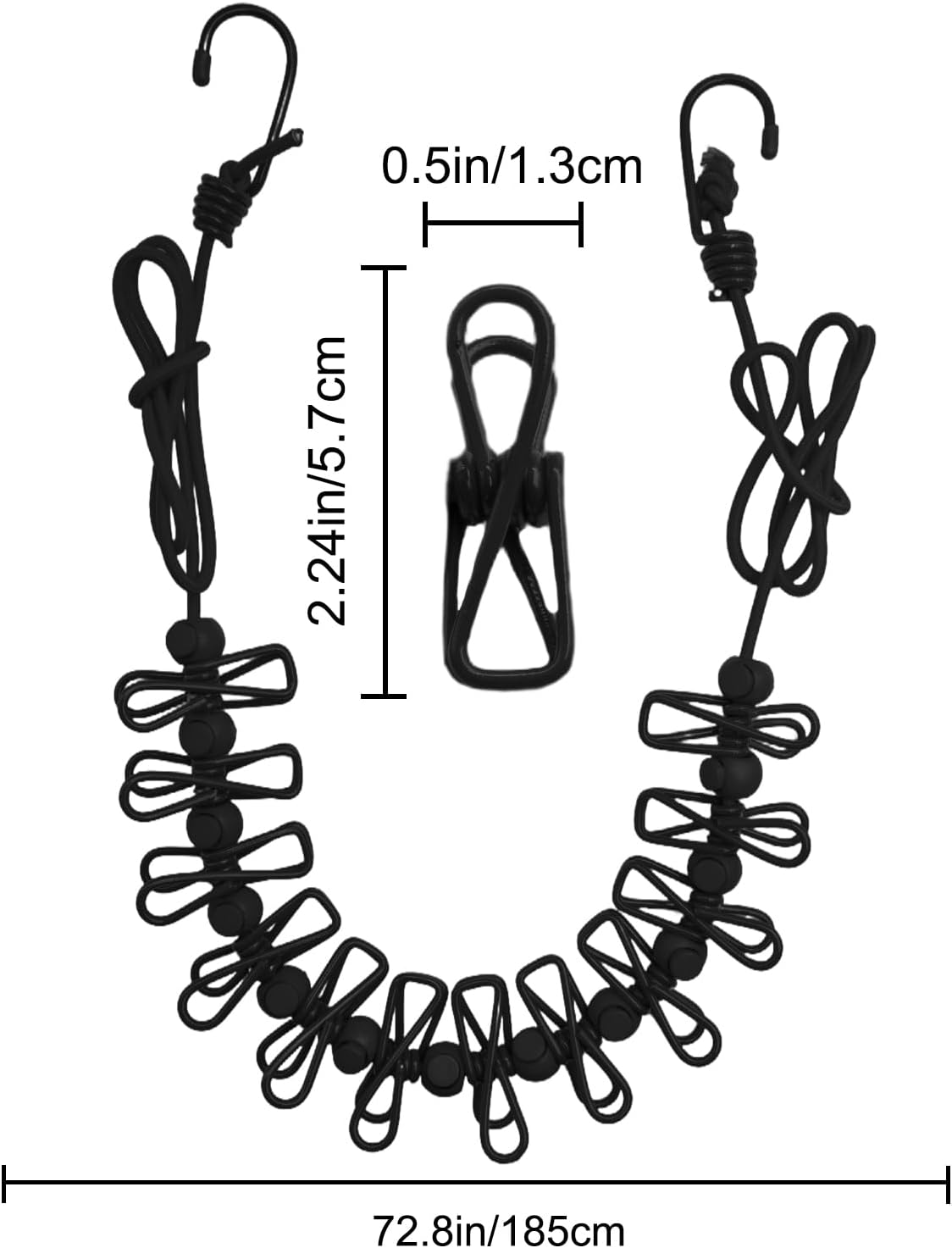 2 Pack Camping Clothesline Portable 12 Clothespins, Black Camping Accessories Travel Clothesline