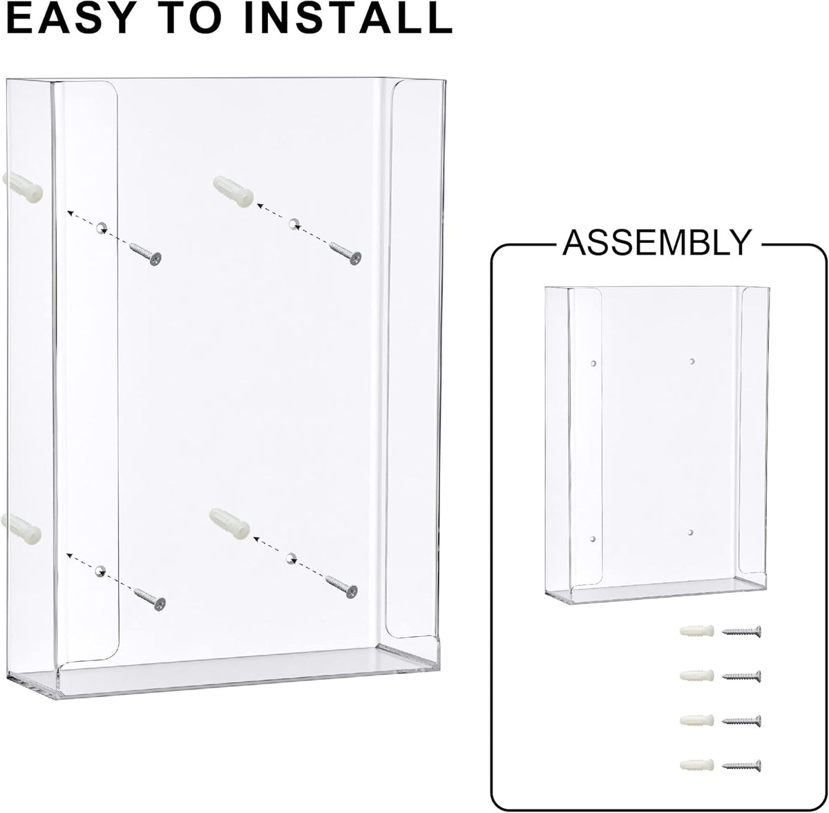 Amazing Abby Acrylic Glove Box Holder, Wall-Mounted Glove Dispenser, Floating Glove Box Organizer