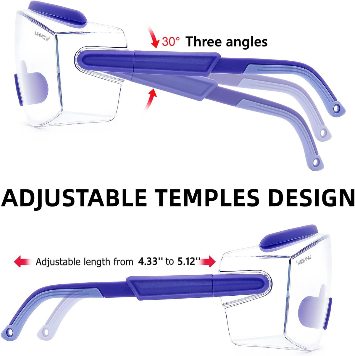 UKNOW Safety Goggles Over Glasses, Safety Glasses Anti Fog Wraparound Eye Protection, Protective