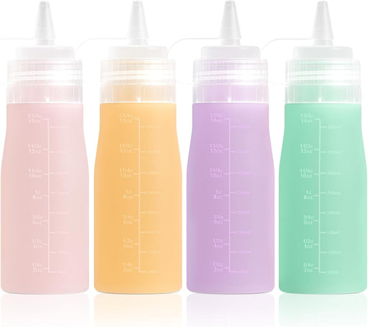 Condiment Squeeze Bottles, 16 oz Silicone Squeeze Bottles For Sauces, Leak Proof Condiment