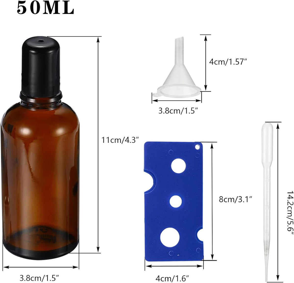 50ML Roller Bottles for Essential Oil, 3 Pack Empty Amber Glass Roller Bottle for Perfume Oil, Roll