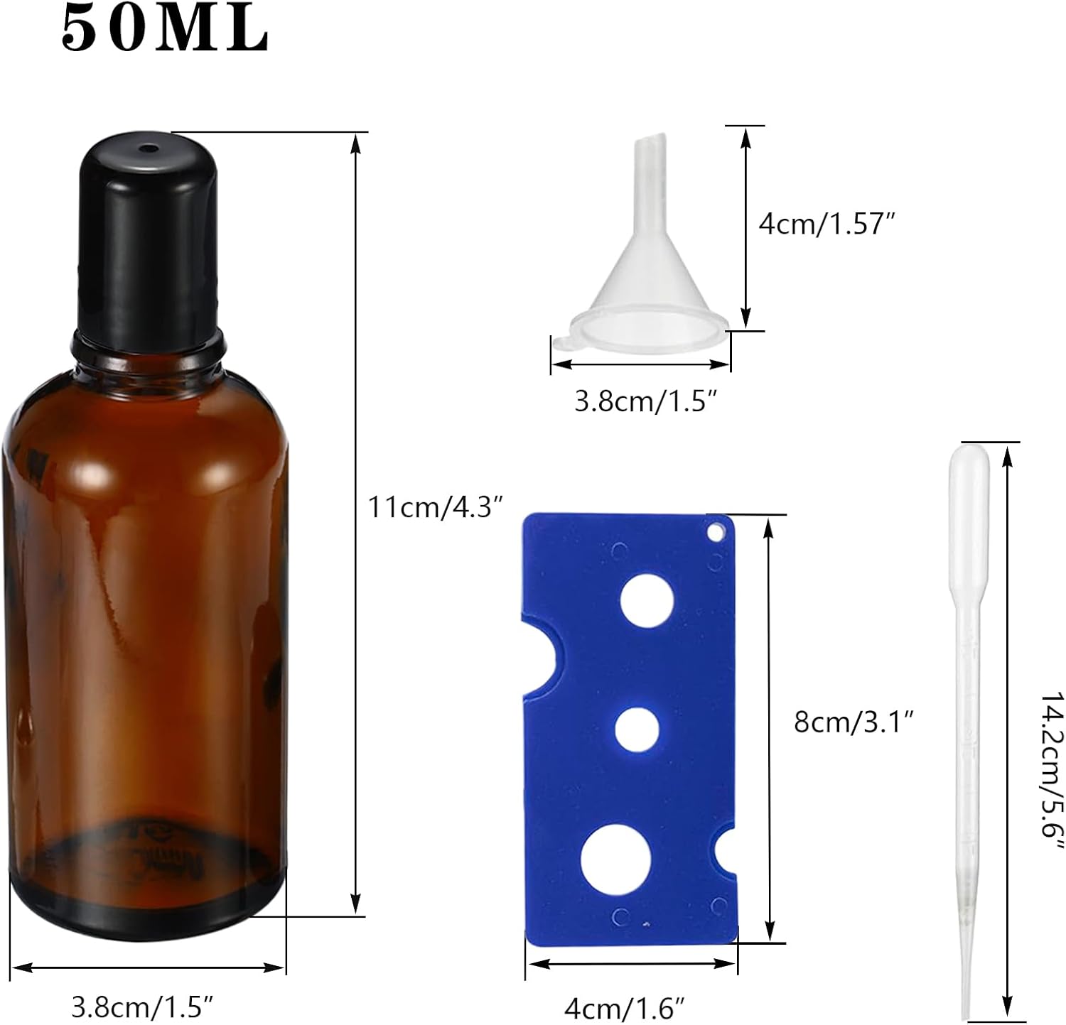 50ML Roller Bottles for Essential Oil, 3 Pack Empty Amber Glass Roller Bottle for Perfume Oil, Roll