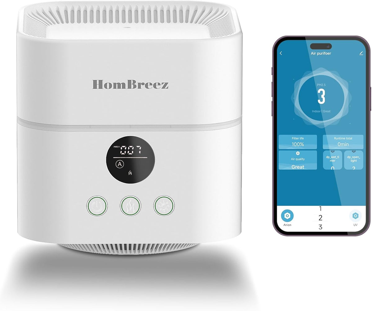 Air Purifier and Humidifier Combo for Bedroom, Covers Up to 200ft², H13 True HEPA Filter, 500ML