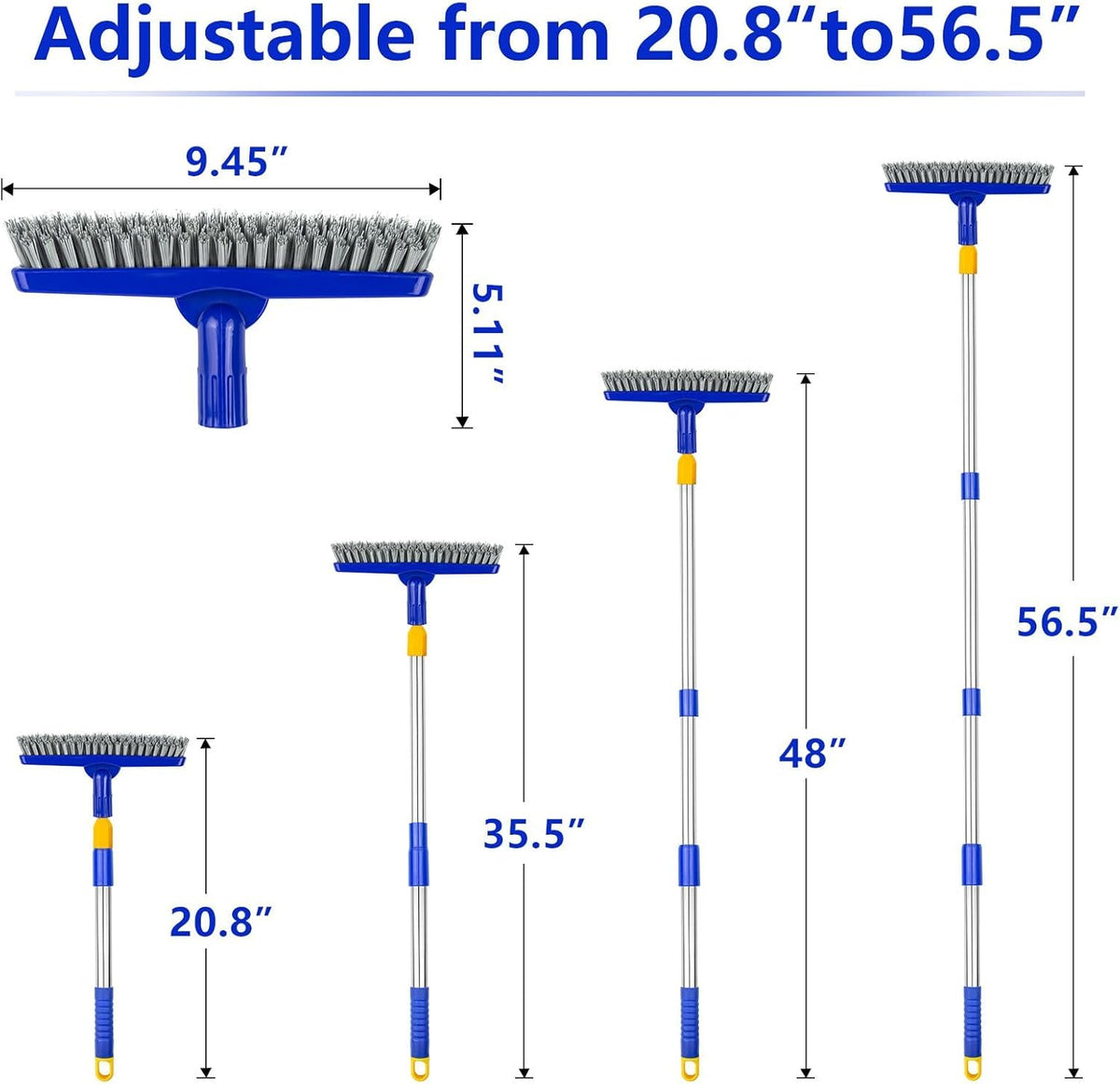 ITTAHO 2 Pack Grout Brush with Long Handle, 56.5'' Swivel Grout Cleaning Brush,V-Shape Grout Scrub