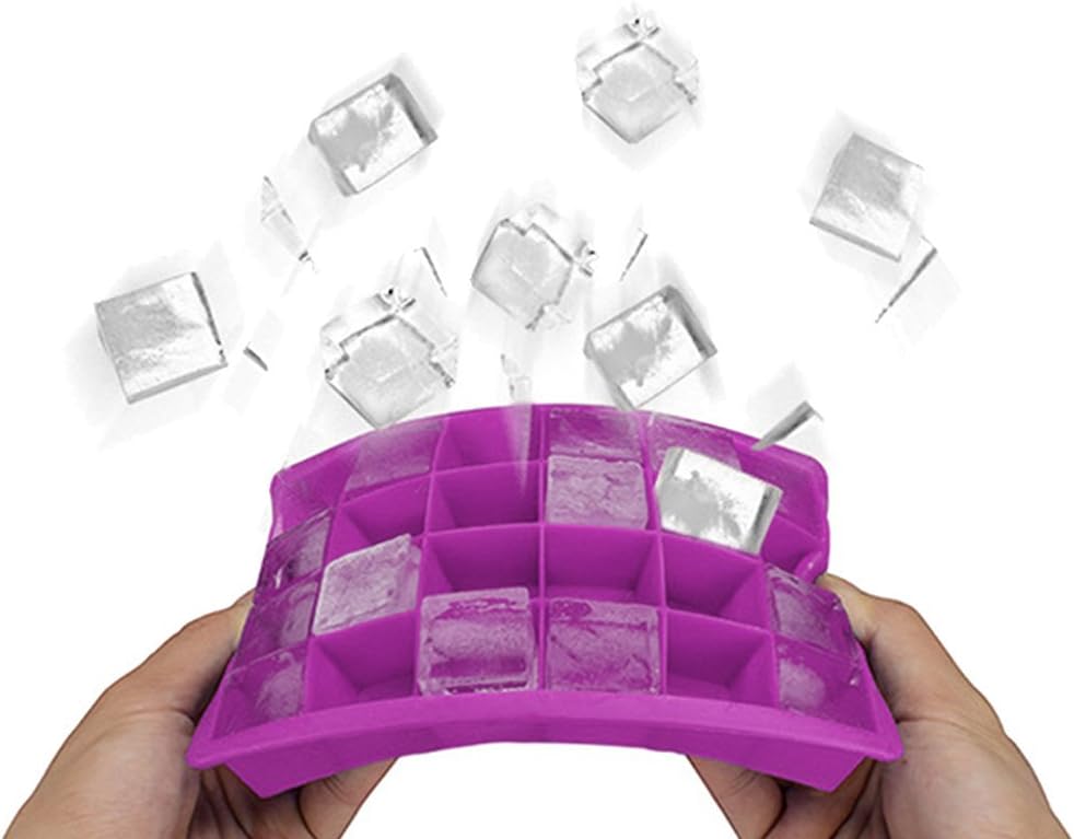 Ice Cube Tray, Silicone Square Ice Trays Easy Release Stackable Ice Cube Mold with Removable Lid