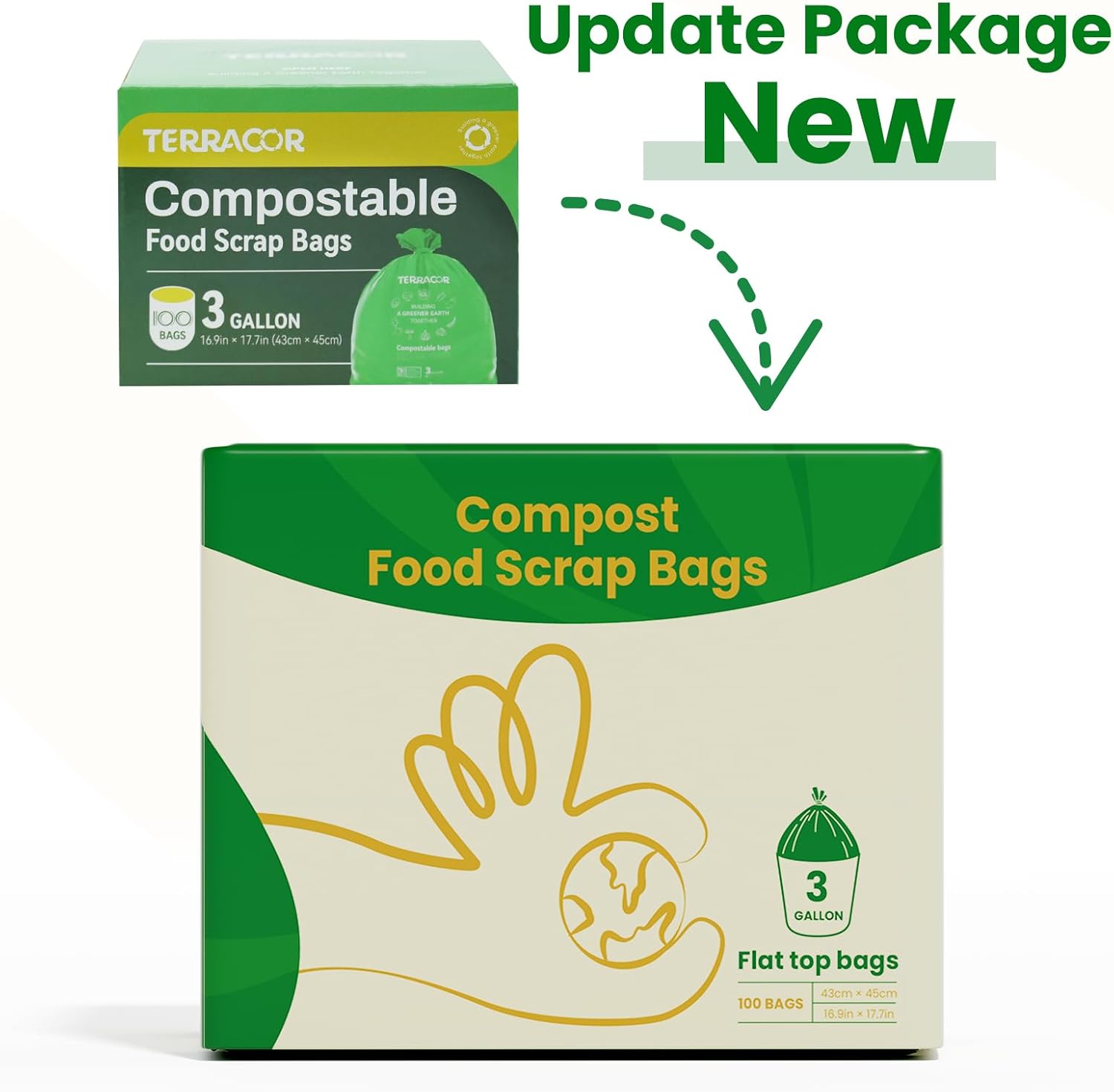 3 Gallon Compostable Trash Bags, 100 Bags Compost Bags for Countertop Bin, BPI Certified and Meet