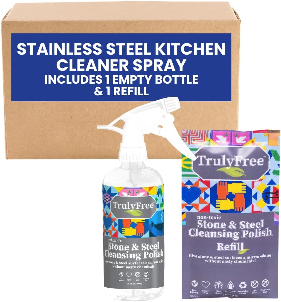 Truly Free Stone & Steel Cleansing Polish Starter Kit - Quartz, Marble, Granite, Stone Countertop