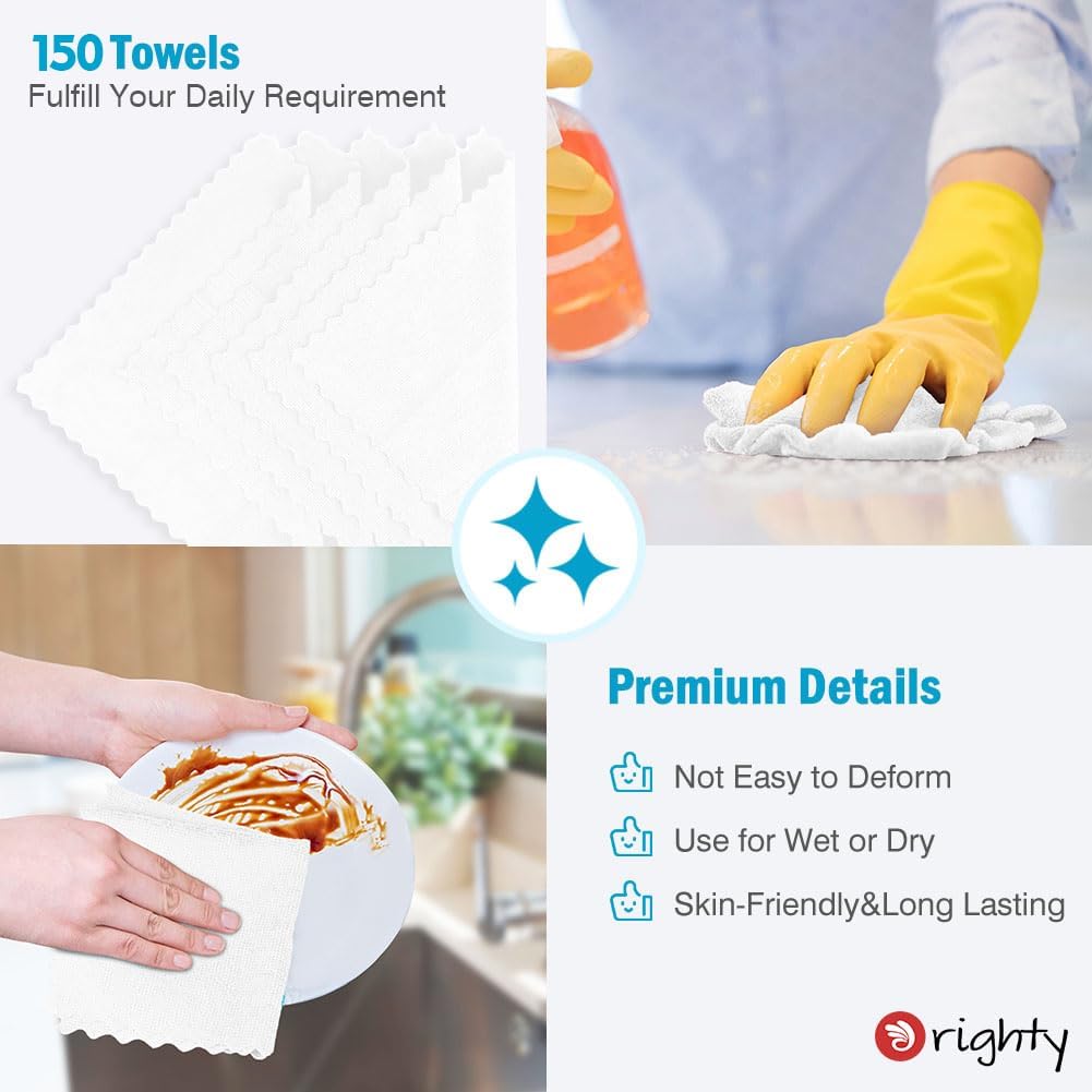 Orighty Cleaning Cloths Bulk, 150 Pack Shop Rags Reusable, Multi-Purpose Shop Towels for Cars