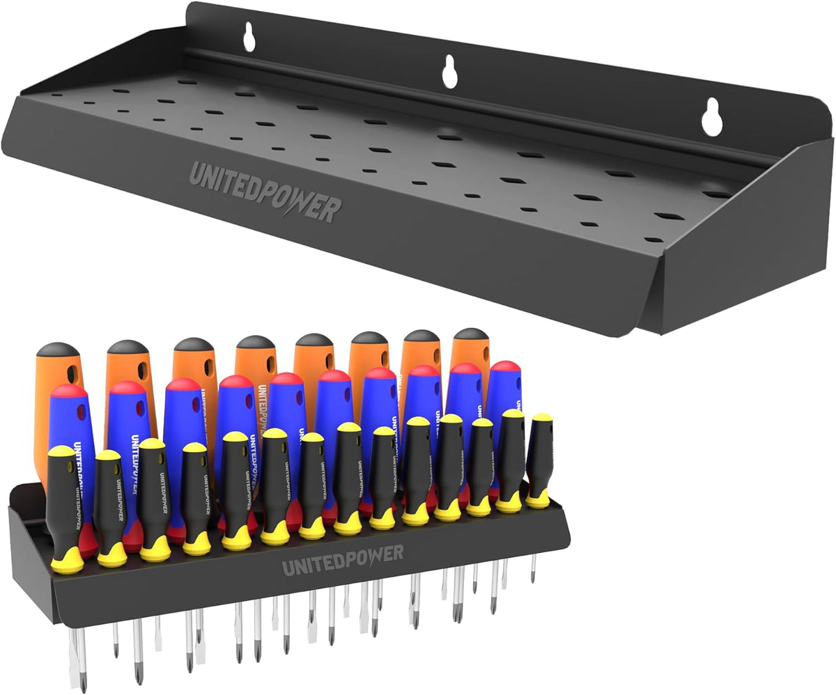 UNITEDPOWER Screwdriver Holder, Wall Mount Storage Rack Organizer for Workshop, Shed, Garage, Home