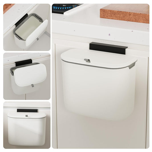 1.9 Gallon Kitchen Compost Bin Hanging Small Trash Can with Lid Under Sink Dual Installation &