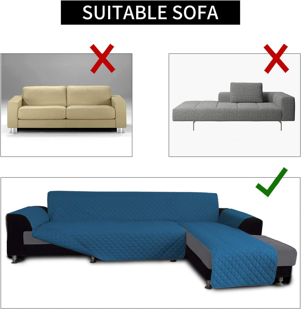 Easy-Going Sofa Slipcover L Shape Sofa Cover Sectional Couch Cover Furniture Protector Mat for Pets