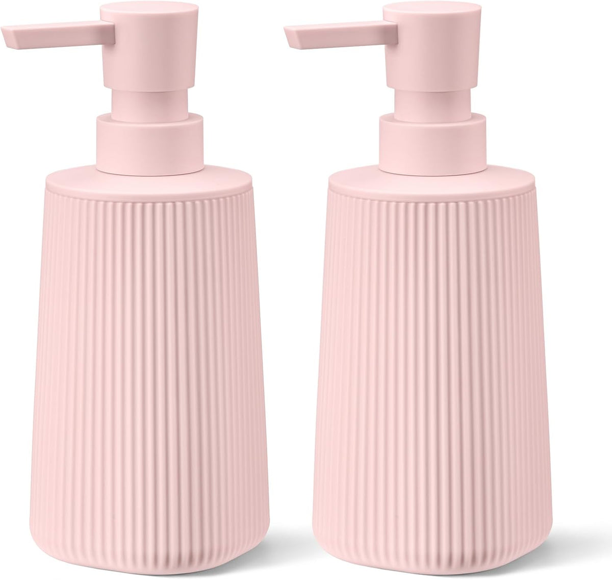 Pink 2 Pack Hand Soap Dispensers with No Rust Pump for Bathroom Kitchen or Vanity Countertops
