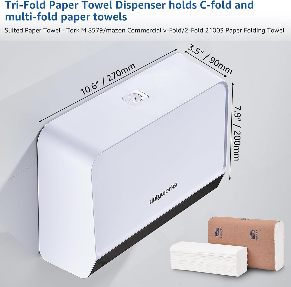 Paper Towel Dispenser Wall Mounted, Multifold Hand Towel Dispenser for Kitchen Bathroom Home