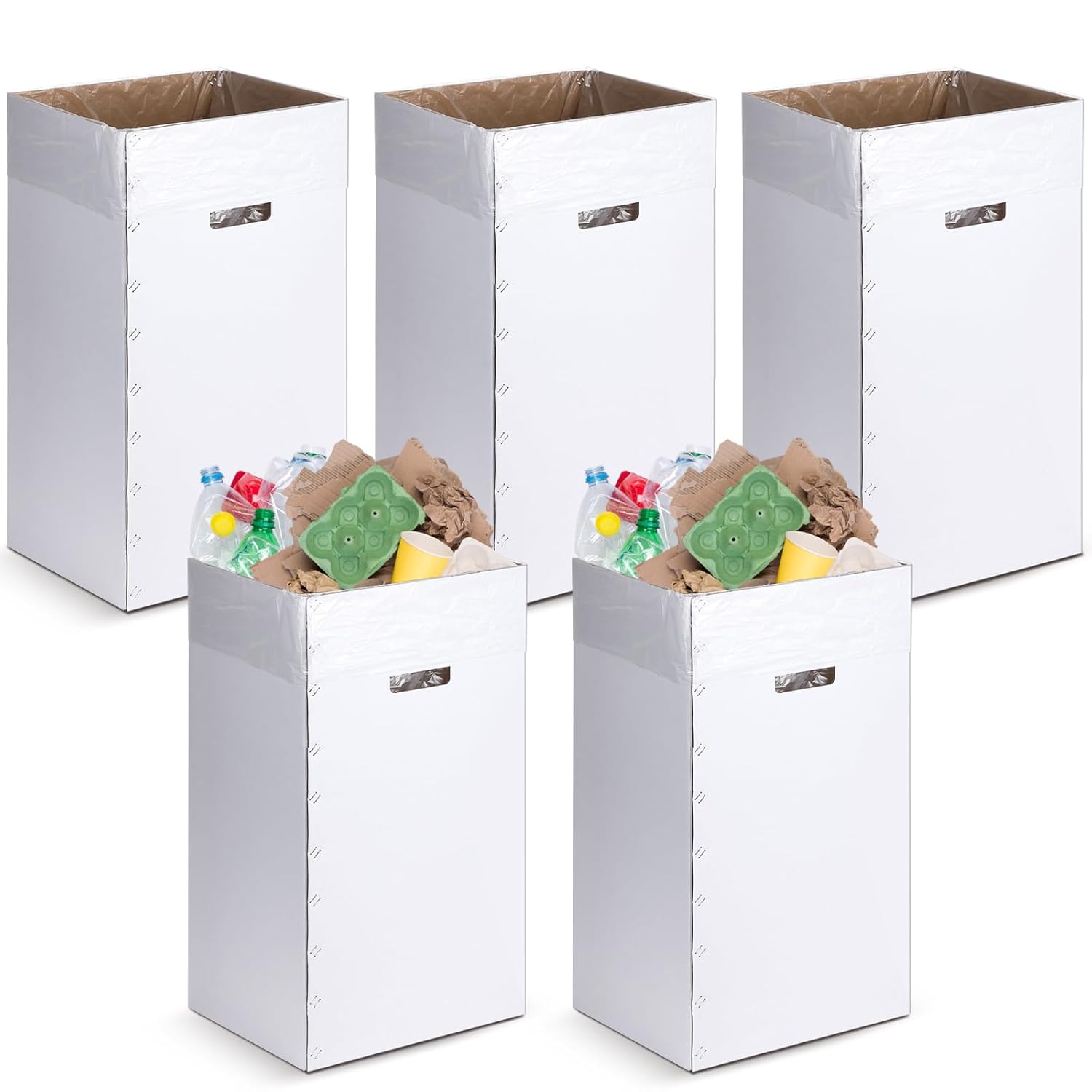 Tioncy 5 Pcs Cardboard Trash Cans Disposable and Reusable Corrugated Cardboard Trash Cans Recycling