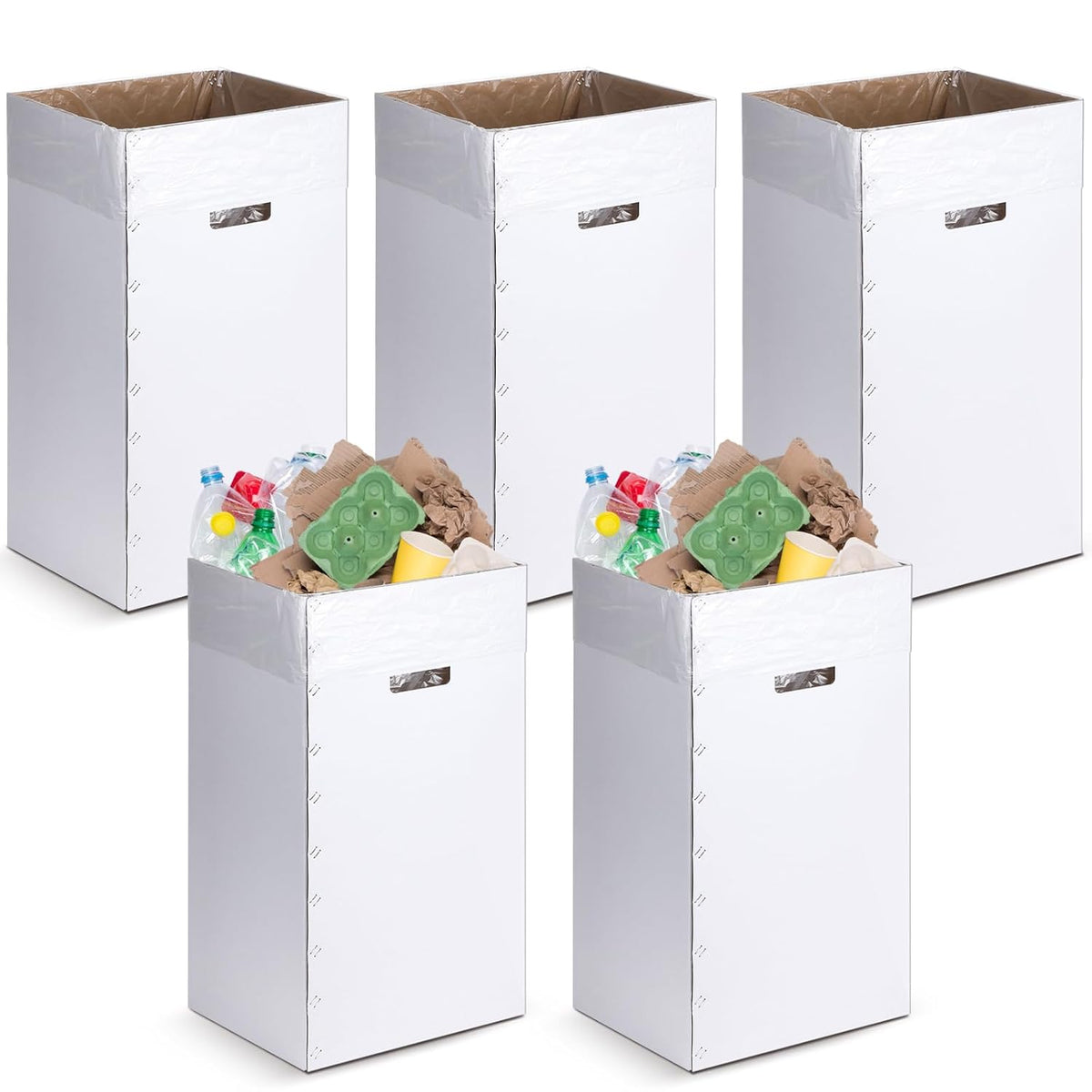 Tioncy 5 Pcs Cardboard Trash Cans Disposable and Reusable Corrugated Cardboard Trash Cans Recycling