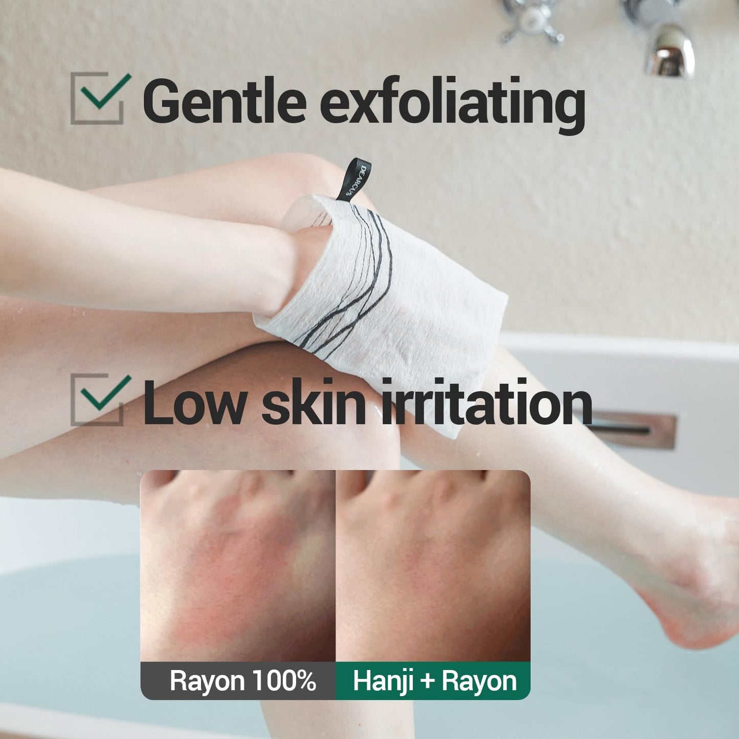 DEARCUS Korean Exfoliating Washcloth Towel 2Pcs, Hanji Bath Washcloths Mitt Scrub Body Washcloth