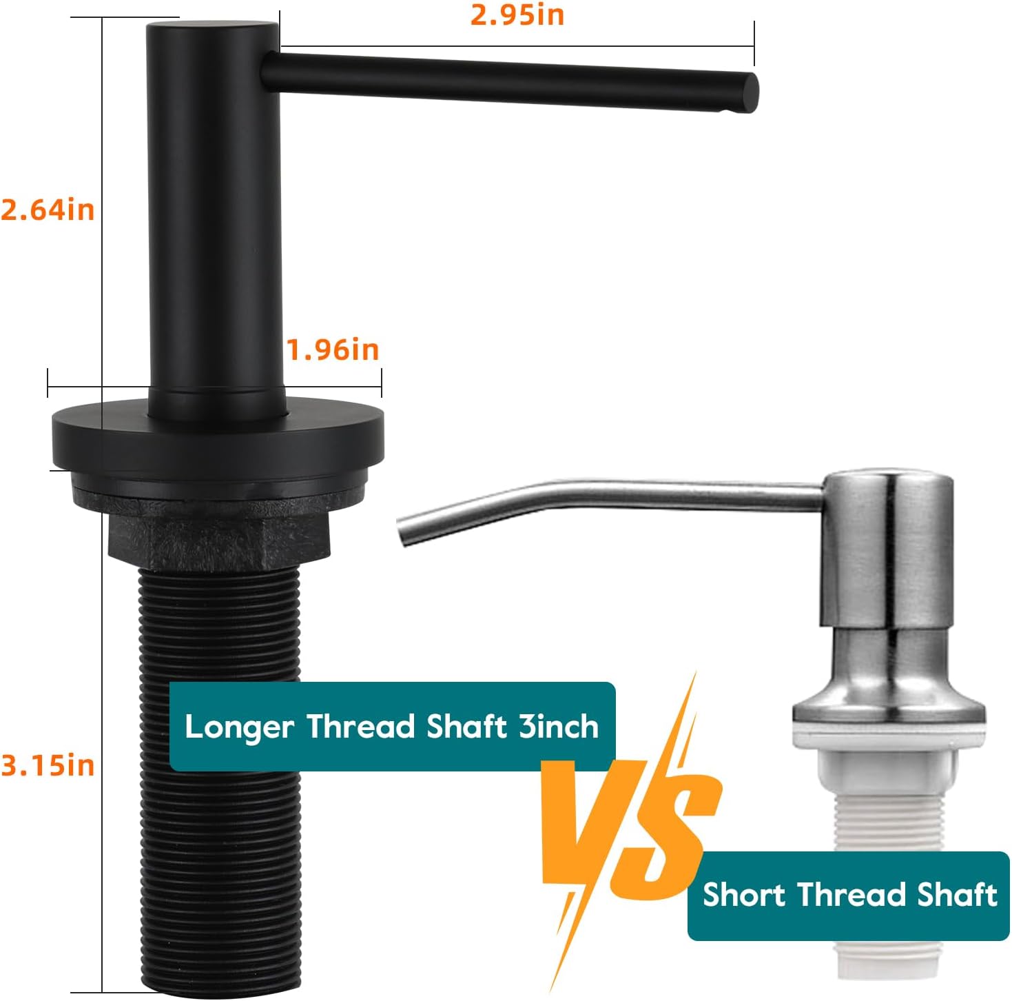 Gappo Upgraded Matte Black Soap Dispenser for Kitchen Sink, Stainless Steel Countertop Pump, Built