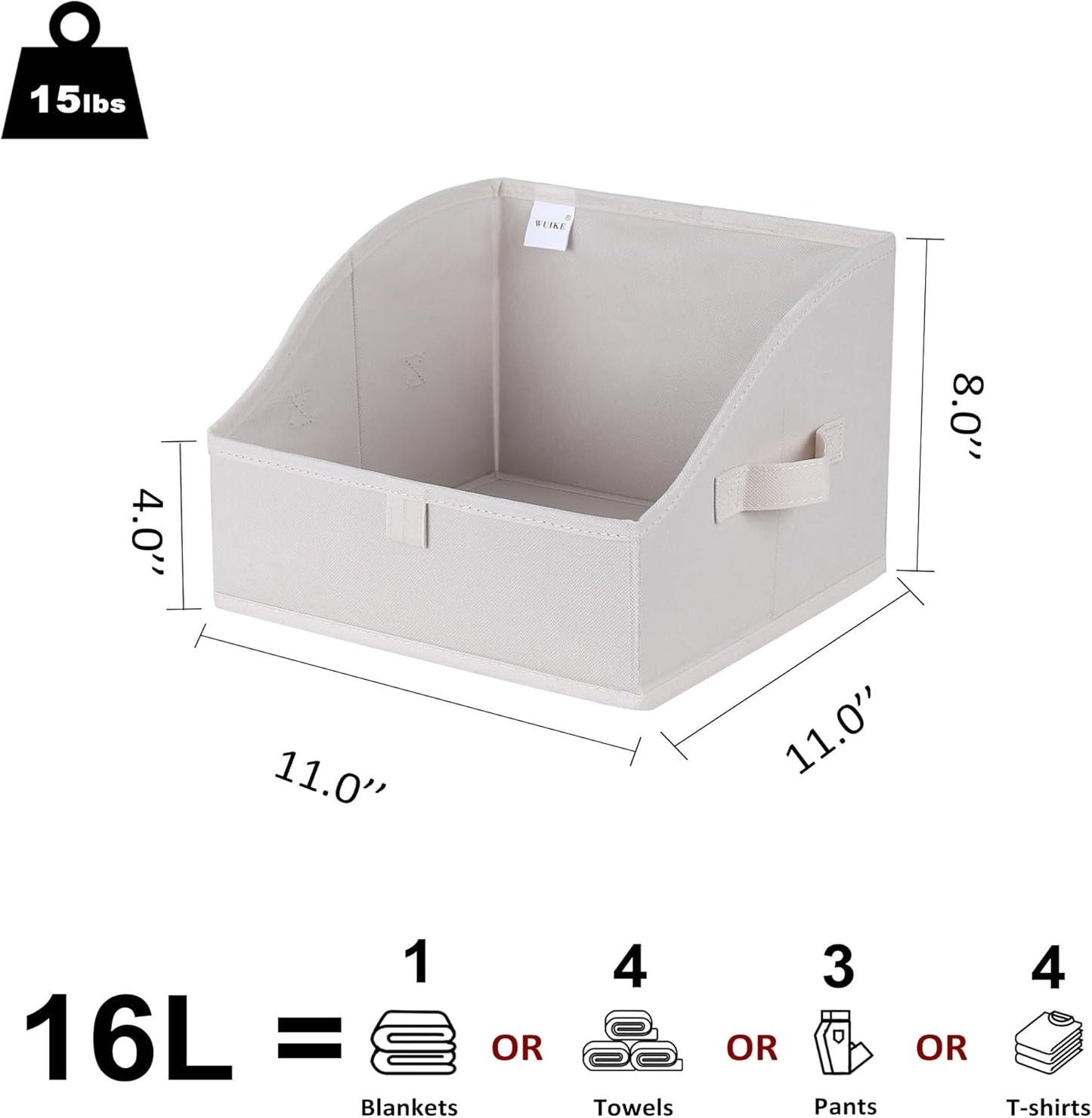 WUIKE Closet Storage Bins, Large Trapezoid Storage Boxes with Handles, Fabric Storage Baskets for