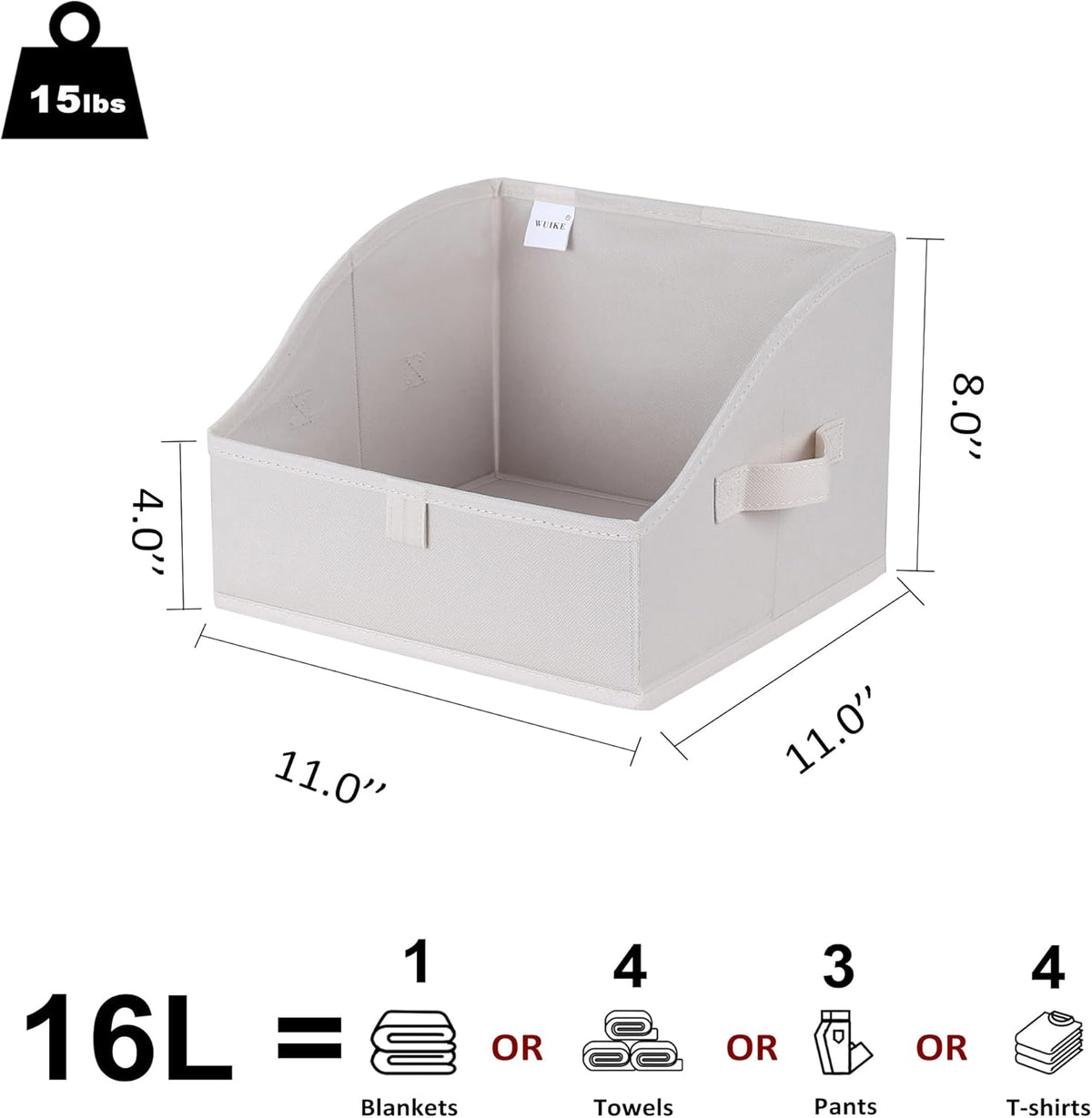 WUIKE Closet Storage Bins, Large Trapezoid Storage Boxes with Handles, Fabric Storage Baskets for