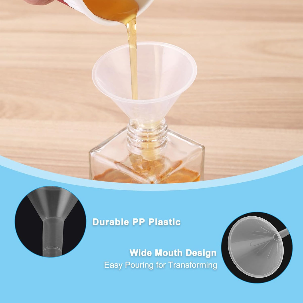 PATIKIL 3.5 Inch Clear Plastic Funnel, 4 Pcs Wide Mouth Multipurpose Transfer Funnel with Long