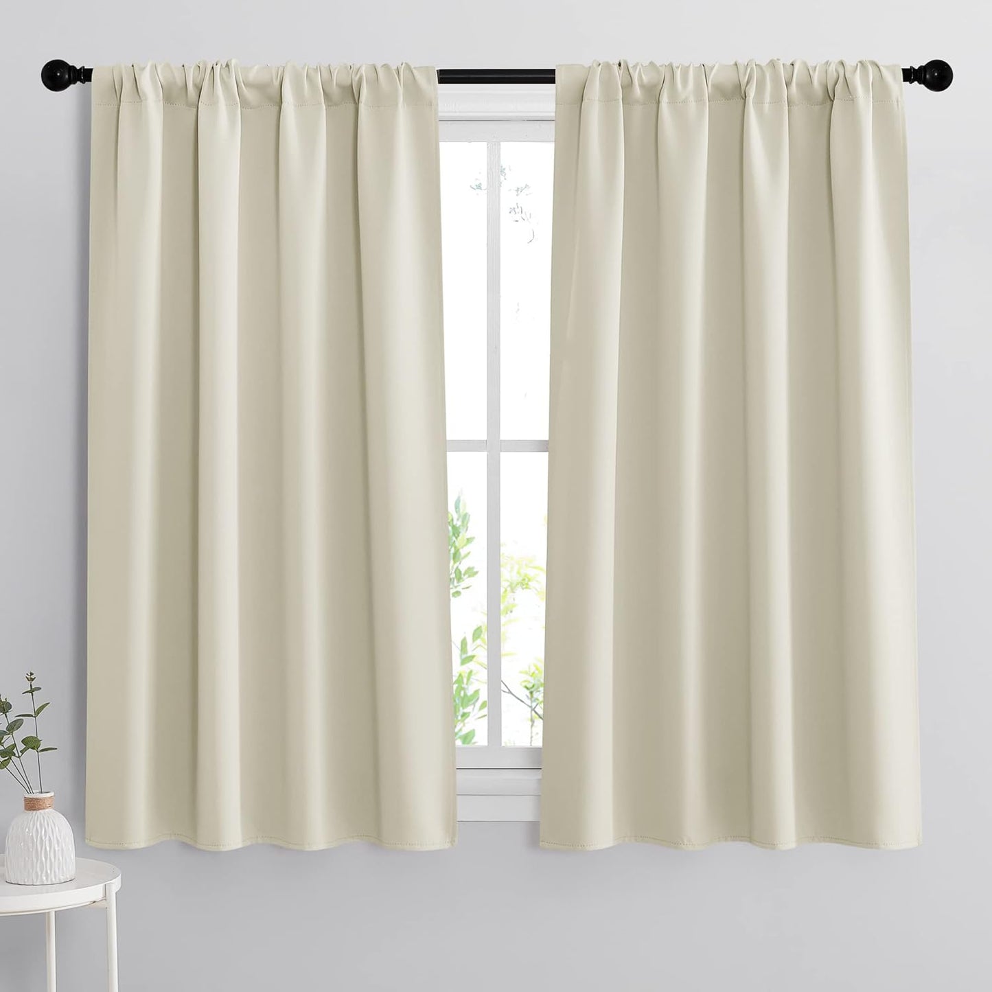 RYB HOME Curtains for Bedroom 63 inches Long, Blackout Thermal Insulating Window Treatment Drapes