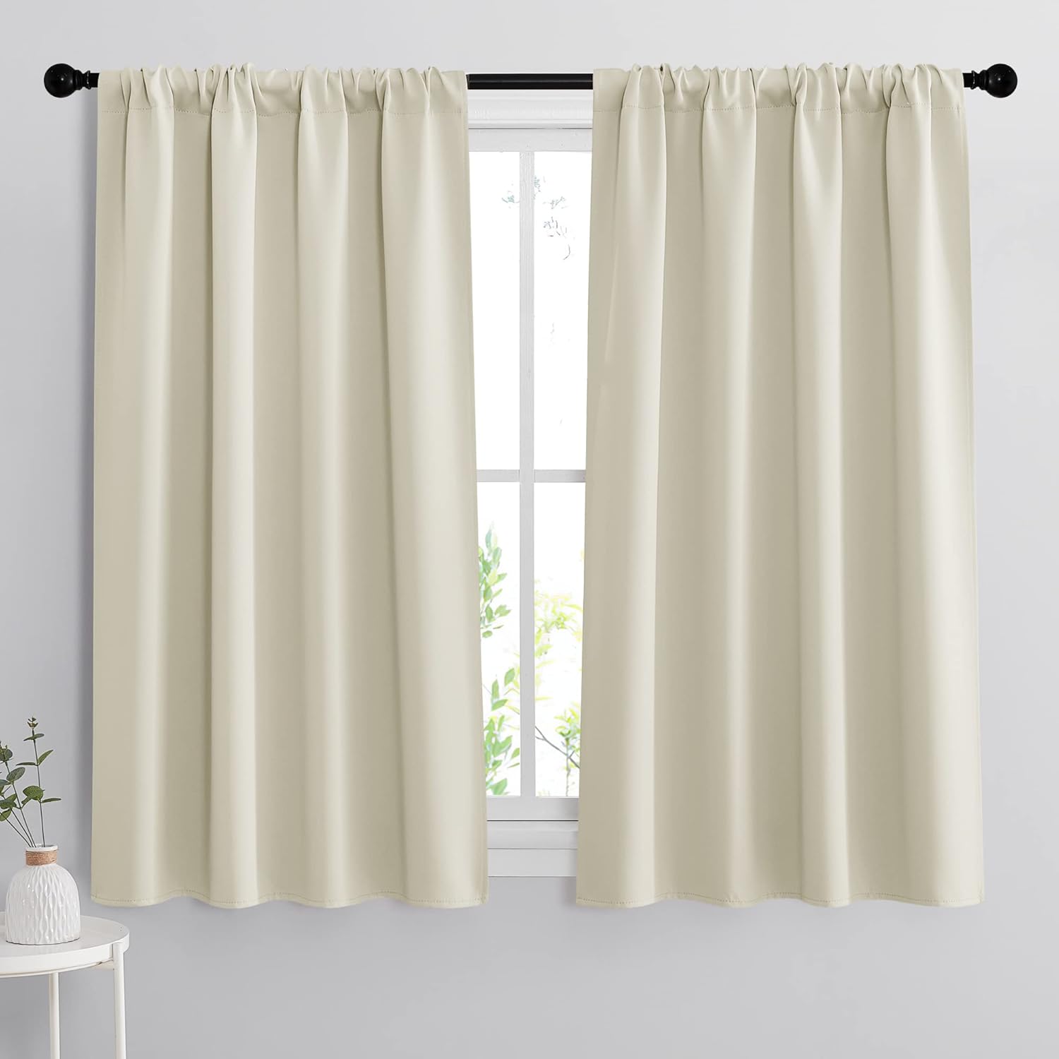 RYB HOME Curtains for Bedroom 63 inches Long, Blackout Thermal Insulating Window Treatment Drapes