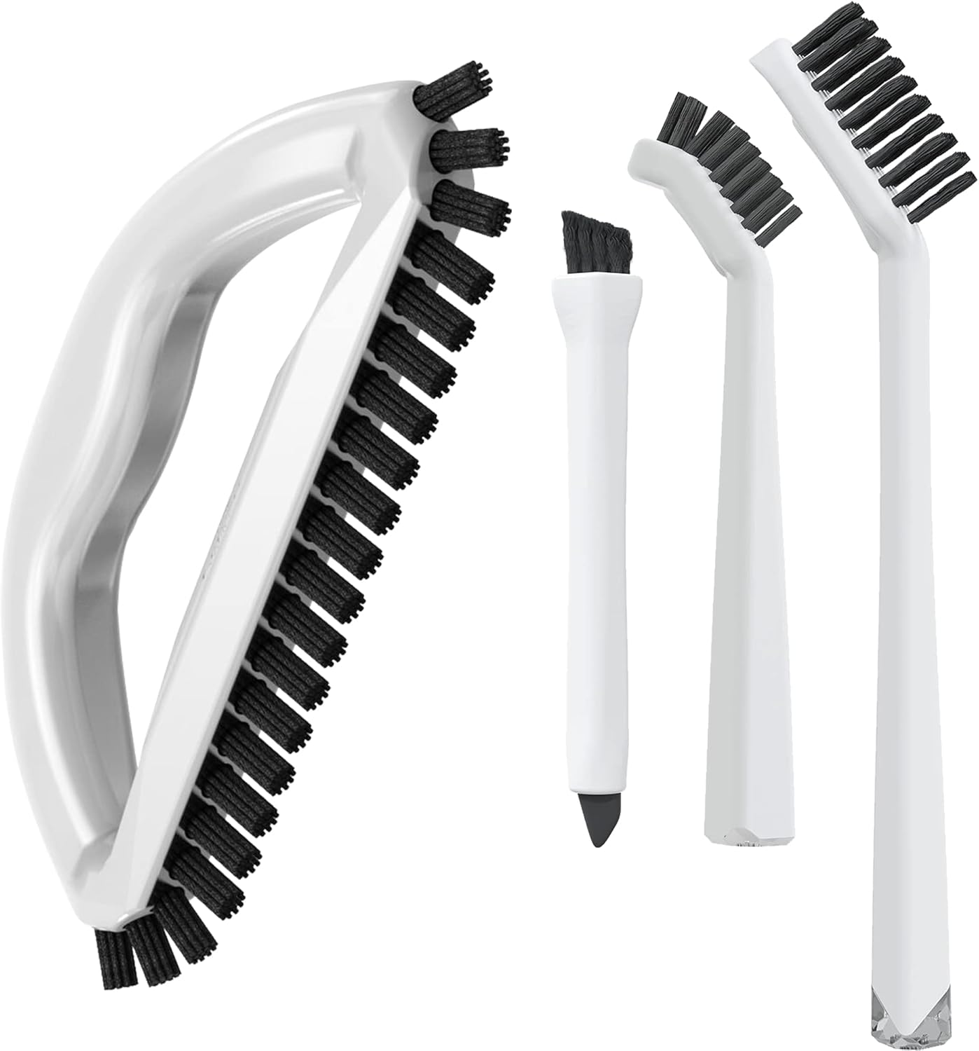 Grout Cleaning Brush Set (4 Pcs) Heavy Duty Hand Grout Scrub Brush & Detail Cleaning Brush Set for